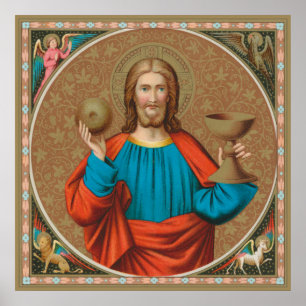 Jesus houdt de Eucharistie omhoog (SNV 050) Poster