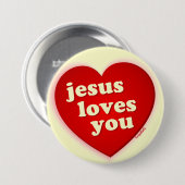 jesus houdt van je Red Heart Button (Voorkant /achterkant)