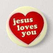 jesus houdt van je Red Heart Button (Voorkant)