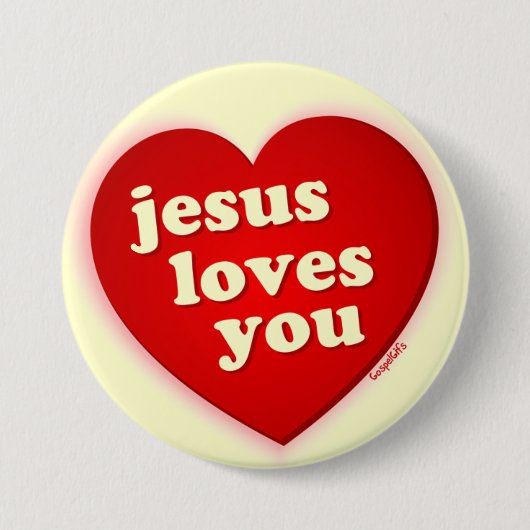 jesus houdt van je Red Heart Button (Voorkant)