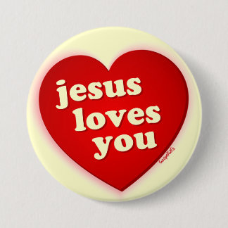 jesus houdt van je Red Heart Button