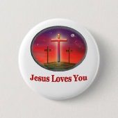 jesus houdt van je ronde button 5,7 cm (Voorkant)