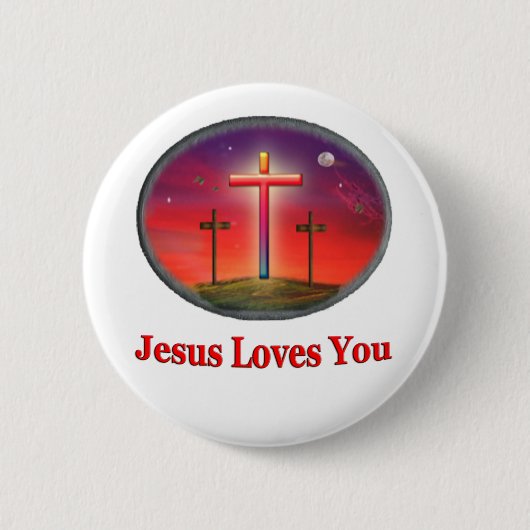 jesus houdt van je ronde button 5,7 cm (Voorkant)