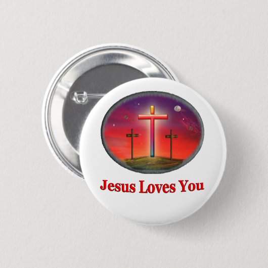 jesus houdt van je ronde button 5,7 cm (Voorkant /achterkant)