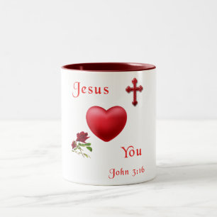 jesus houdt van je tweekleurige koffiemok