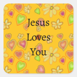 Jesus Houdt van Jou Bloemen Harten Sticker