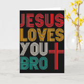 Jesus Houdt Van Jou Bro Christelijk Geloof Retro T Kaart (Gele Bloem)