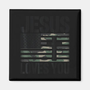 Jesus Houdt Van Jou Camouflage Kerstmis 4 Juli Man Magneet