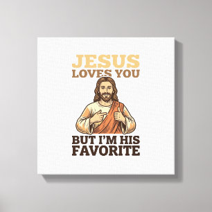 Jesus Houdt Van Jou Grappig Vintage Geloof Shirt O Canvas Afdruk