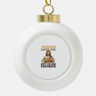 Jesus Houdt Van Jou Grappig Vintage Geloof Shirt O Keramische Bal Ornament
