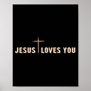 Jesus Houdt Van Jou Kruis God Christelijke Grafiek Poster
