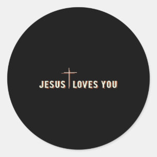 Jesus houdt van jou kruis God Christelijke Grafiek Ronde Sticker