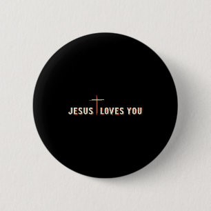 Jesus houdt van jou kruis God Christelijke Grafisc Ronde Button 5,7 Cm