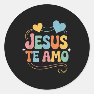 Jesus houdt van jou Spaanse inspirerende liefdevol Ronde Sticker