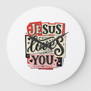 Jesus Houdt van Jou Vintage Gravure Christelijke T Grote Klok