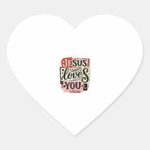 Jesus Houdt van Jou Vintage Gravure Christelijke T Hart Sticker
