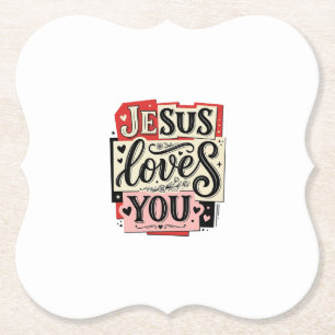 Jesus Houdt van Jou Vintage Gravure Christelijke T Kartonnen Onderzetters