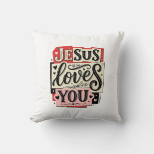 Jesus Houdt van Jou Vintage Gravure Christelijke T Kussen