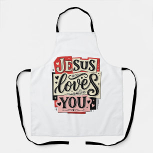 Jesus Houdt van Jou Vintage Gravure Christelijke T Schort