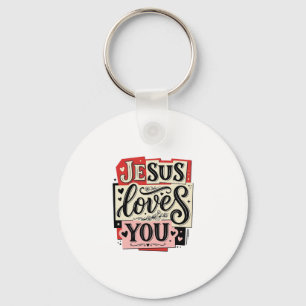 Jesus Houdt Van Jou Vintage Gravure Christelijke T Sleutelhanger