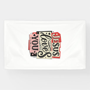 Jesus Houdt van Jou Vintage Gravure Christelijke T Spandoek