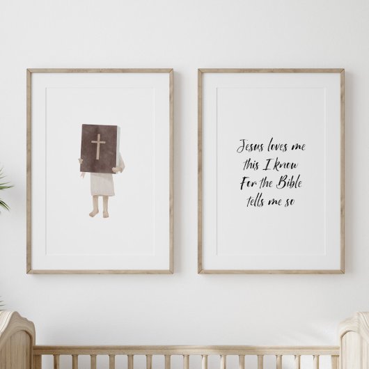 Jesus houdt van me Christelijk Meisje met bijbel p Muurkunst Sets