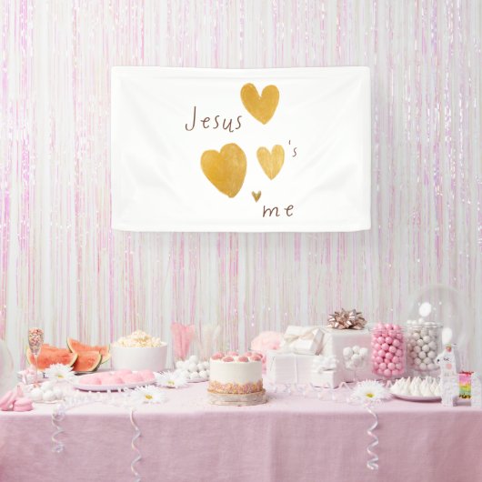 Jesus houdt van mij Banner Groot Bord modern (Feest)