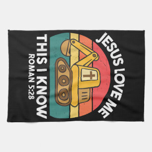 Jesus Houdt Van Mij Deze Graafmachine Christen Theedoek