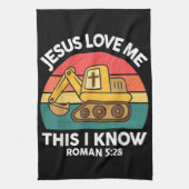 Jesus Houdt Van Mij Deze Graafmachine Christen Theedoek (Verticaal)