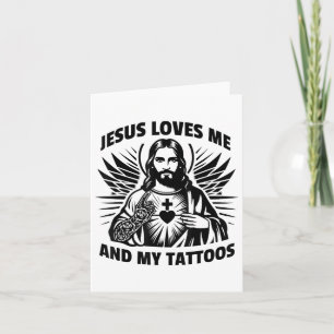 Jesus houdt van mij en mijn tatoeages Grappige spr Kaart