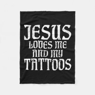 Jesus houdt van mij en mijn Tattoos inkt Tattoo mi Fleece Deken