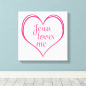 JESUS HOUDT VAN MIJ in Hart Canvas Afdruk (Insitu (Houten vloer))