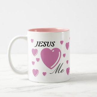 JESUS houdt van mij - Roze Tweekleurige Koffiemok