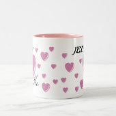 JESUS houdt van mij - Roze Tweekleurige Koffiemok (Center)