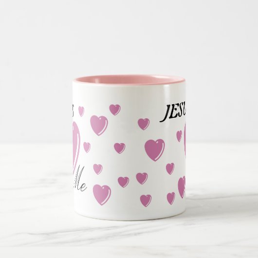 JESUS houdt van mij - Roze Tweekleurige Koffiemok (Center)