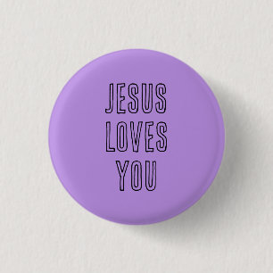 Jesus houdt van u aanpassen Paarse & Zwart Christe Ronde Button 3,2 Cm