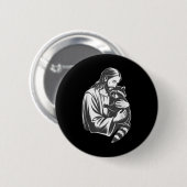 Jesus Hugging Raccoon Ronde Button 5,7 Cm (Voorkant /achterkant)