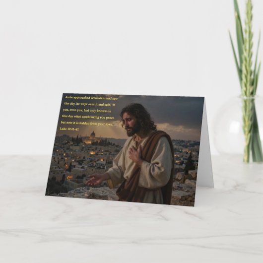 Jesus Huilde Wenskaart Feestdagen Kaart (Voorkant)