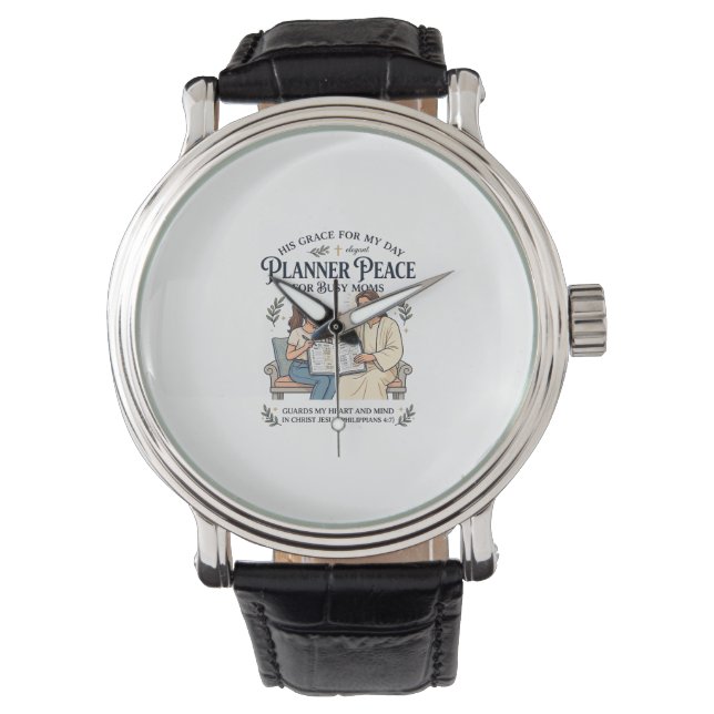 Jesus Huischool Moeder Planner Shirt Gebeds Gebase Horloge (Voorkant)