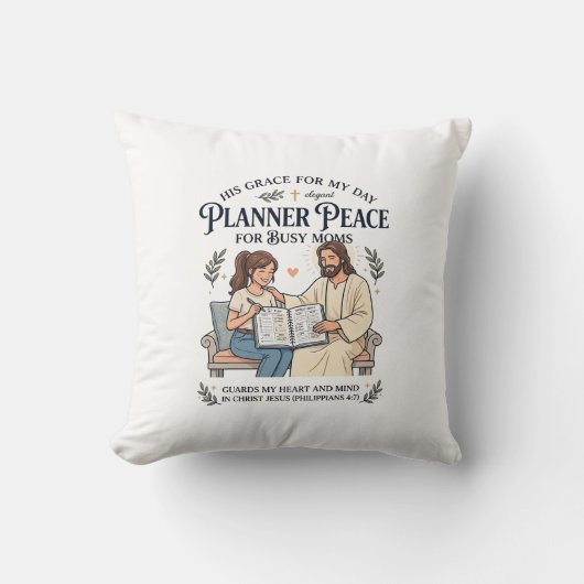 Jesus Huischool Moeder Planner Shirt Gebeds Gebase Kussen (Voorkant)