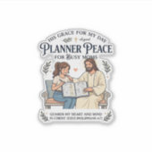 Jesus Huischool Moeder Planner Shirt Gebeds Gebase Sticker (Voorkant)