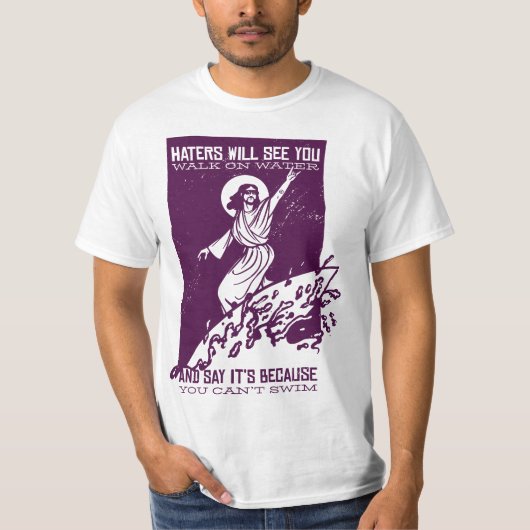 Jesus Humour Funny Jesus Surfing  T-shirt (Voorkant)