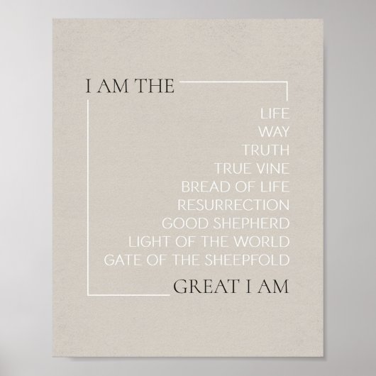 Jesus "I Am" Uitspraken - Bible Wall Art Poster (Voorkant)