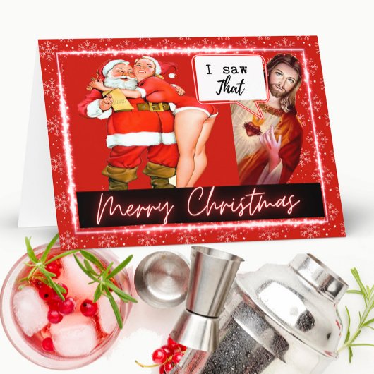 Jesus - I saw that - Retro Christmas Card  Funny Kaart