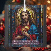 Jesus Icon of Healing Religious Christmas Quote  Glas Ornament