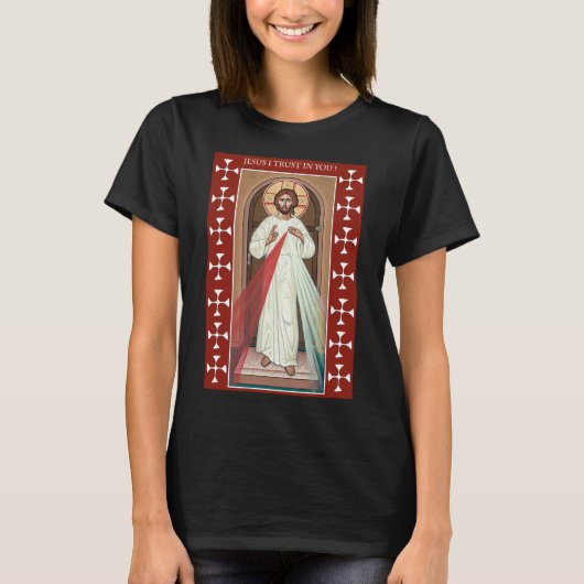 JESUS IK VERTROUW IN JE DIVINE MERCY ICON T-SHIRT (Voorkant)