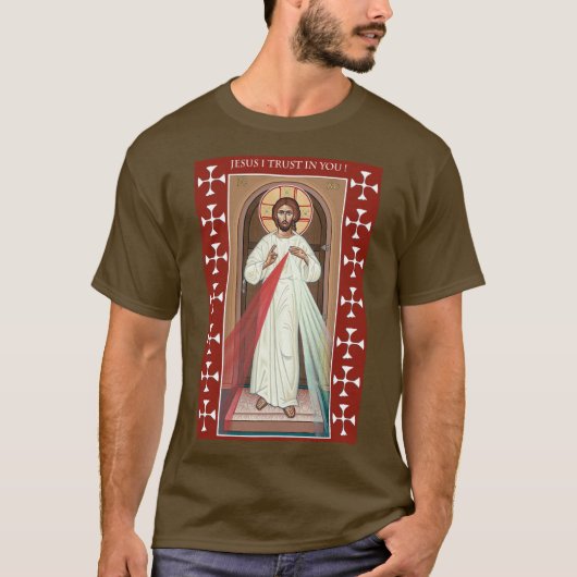 JESUS IK VERTROUW IN JE DIVINE MERCY ICON T-SHIRT (Voorkant)