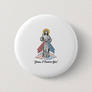 Jesus Ik Vertrouw Op Jou Vintage Gravure Shirt Ont Ronde Button 5,7 Cm