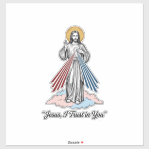 Jesus Ik Vertrouw Op Jou Vintage Gravure Shirt Ont Sticker