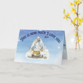 Jesus in de kribbe gevouwen Kerstmis Kaart (Gele Bloem)